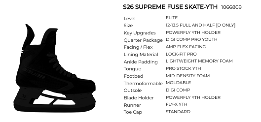 BAUER SUPREME FUSE 스케이트 유스 [예약 주문 / Pre-Order]